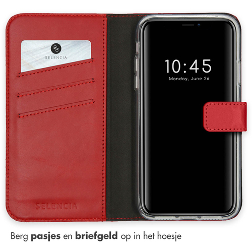 Selencia Echt Lederen Bookcase iPhone 11 - Rood, afbeelding 3