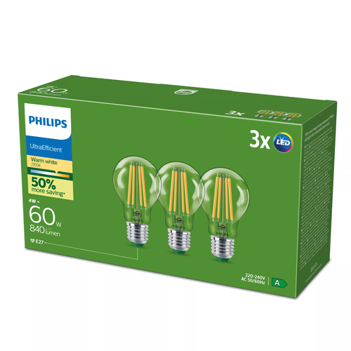 Philips 8720169283886 LED-lamp Energielabel A (A - G) E27 4 W = 60 W Warmwit 3 stuk(s) – Foto 4 van 4