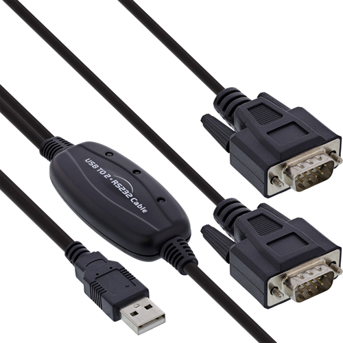 Product image: InLine USB 2.0 to 2x Serial Adapter Cable USB Type A to 2x 9 Pin SubD male 1.5m