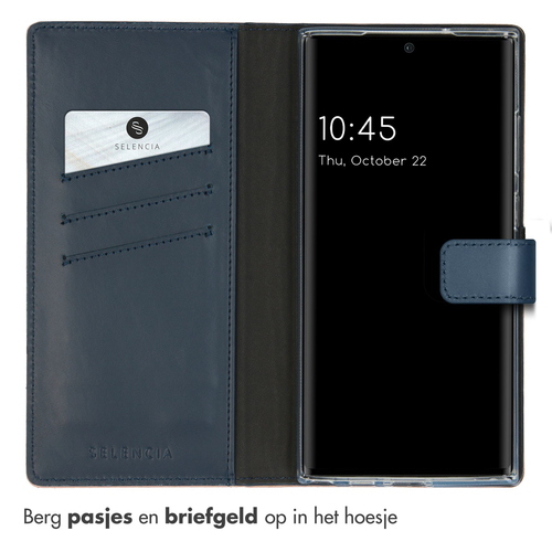Selencia Echt Lederen Bookcase Samsung Galaxy S23 Ultra - blauw, afbeelding 3