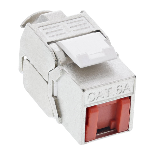 Product image: InLine RJ45 Keystone Jack Snap-In module Cat.6a, with dust cover red