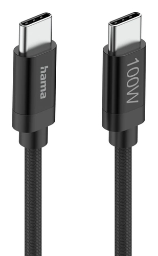 Hama Fabric USB-C - USB-C 100W 1.5 m nylon Oplader Zwart, afbeelding 2