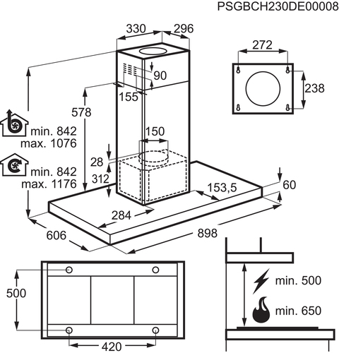 AEG DIE5961HG Wall-mounted Stainless steel 400 m³/h – image 8