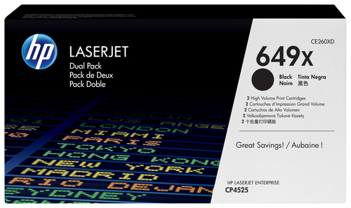 HP 649X 2-pack High Yield Black Original LaserJet Toner Cartridges – image 1