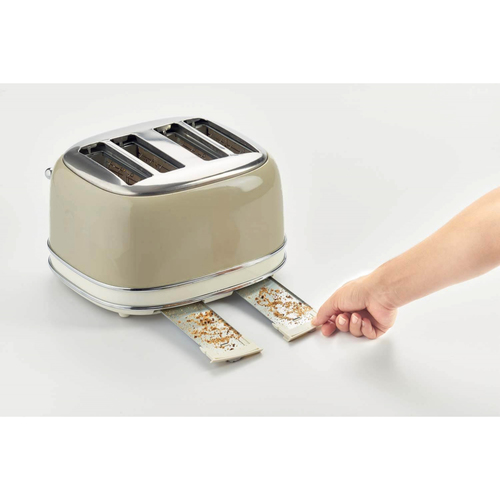 0156/03 Retro Style 4 Slice Toaster with 2 Slice Control, 6 Browning Levels and Removable Crumb Tray, Vintage Design, Beige - Ariete - image 7