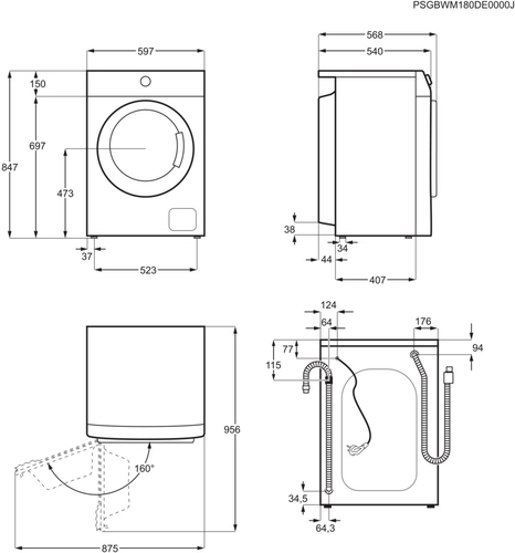AEG LFA5I82RE lavadora Carga frontal 8 kg 1151 RPM Blanco