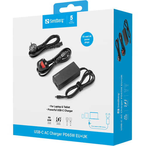 Sandberg USB-C AC Charger PD65W EU+UK – image 6
