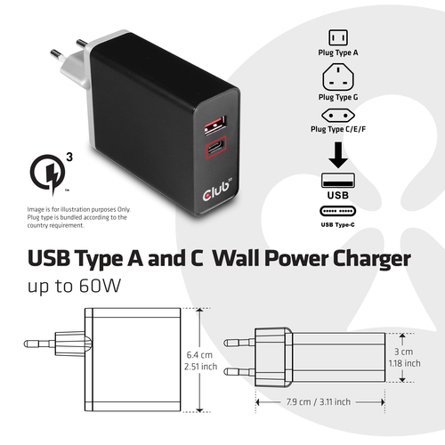 CLUB3D USB Type A and C Dual Power Charger up to – image 6