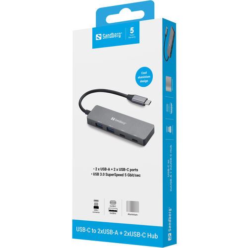 Sandberg USB-C to 2xUSB-A + 2xUSB-C Hub – image 4