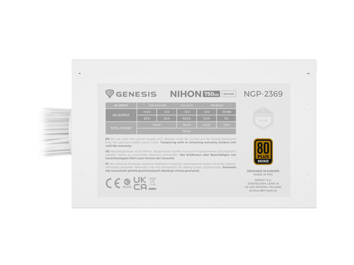 GENESIS Nihon 750NM power supply unit 750 W 20+4 pin ATX ATX Zwart, afbeelding 4
