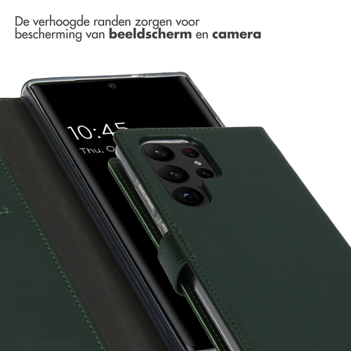 Selencia Echt Lederen Bookcase Samsung Galaxy S23 Ultra - Groen, afbeelding 4