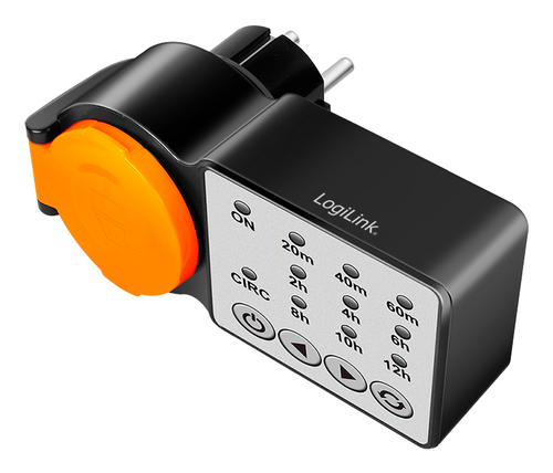 LogiLink ET0015, Daglig/ugentlig timer, Sort, Orange, Digital, Knapper, Polykarbonat (PC), IP44