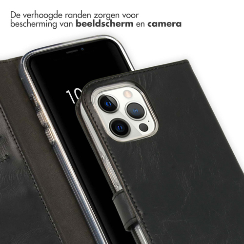 Selencia Echt Lederen Bookcase iPhone 12 Pro Max - Zwart, afbeelding 4