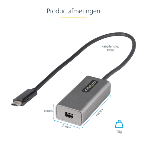 StarTech.com USB C naar Mini DisplayPort Adapter - 4K 60Hz USB-C naar mDP Adapter Dongle, afbeelding 7