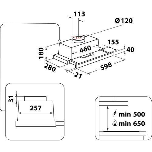 Whirlpool AKR 749/1 NB Afzuigkap vlakscherm Zwart, afbeelding 5