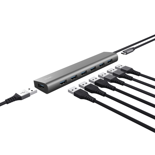 Trust Halyx 7-Port Mini USB Hub Aluminium, afbeelding 3