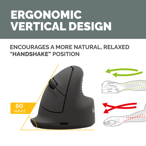 Fellowes Vertical Wireless Mouse Breyta Ergonomic Right Handed Vertical Mouse Medium – image 3