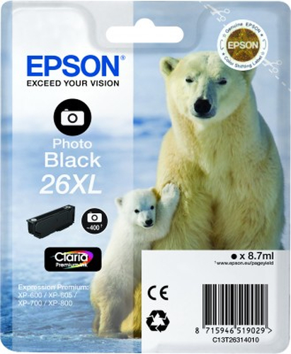 Epson 26XL – Cartuccia nero foto originale (Orso polare)