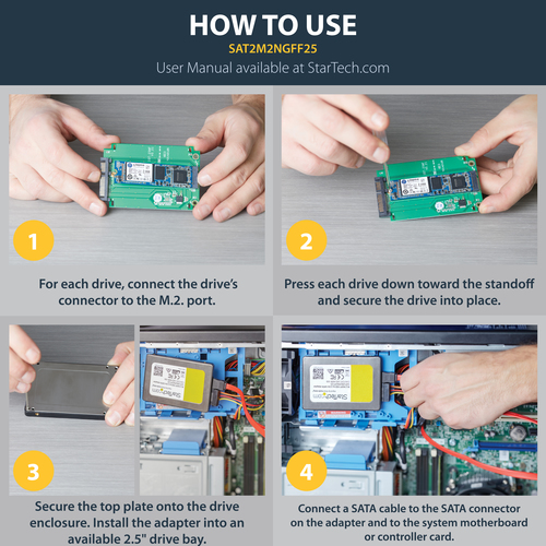 StarTech.com M.2 SSD to 2.5in SATA III Adapter - M.2 Solid State Drive Converter with Protective Housing – image 7
