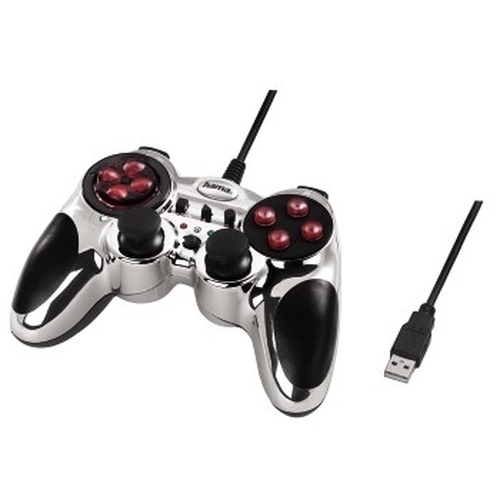 Hama USB Gamepad Cromo, chrome-red
