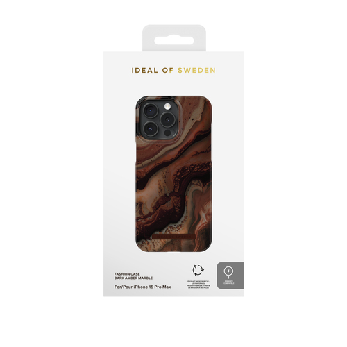 iDeal of Sweden Printed Case MagSafe iPhone 15PM Dark Amber Marble – image 2