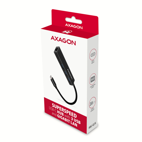 AXAGON SuperSpeed USB-C 5 Gbps Hub mit 3 USB-A und Gigabit LAN – Foto 8 von 8