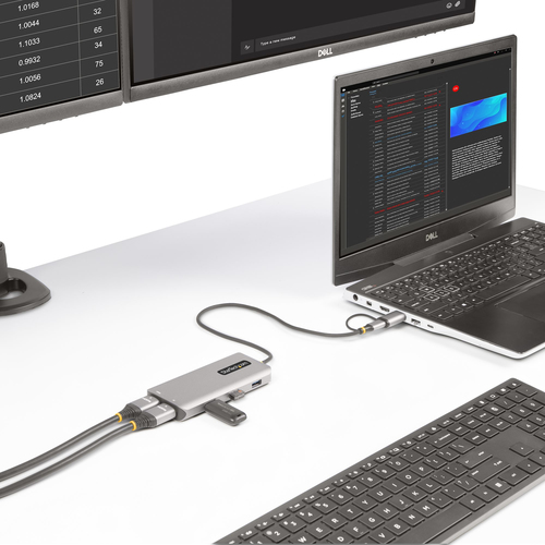 StarTech.com Adaptador Multipuertos USB-C - HDMI Doble (4K30Hz/1080p60Hz) - Hub Ladrón 3x USB-A - Mini Docking Station de Viajes - Docking Station USB Tipo C con Cable Integrado de 40cm