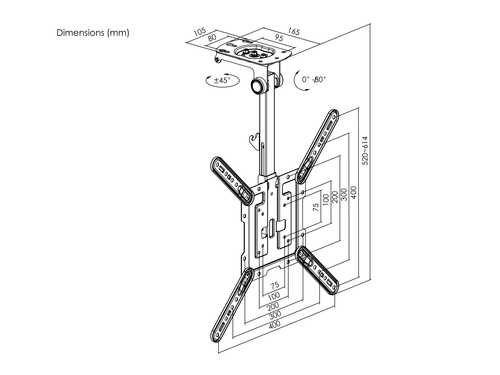 Equip 650375 - Plafondbeugel voor TV, afbeelding 5