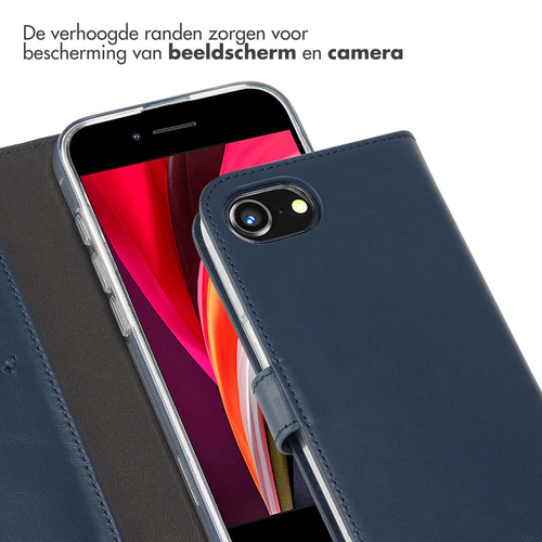 Selencia Echt Lederen Bookcase iPhone SE 4 - Blauw, afbeelding 4