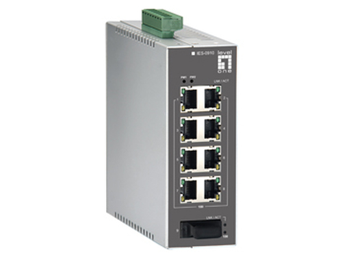 LevelOne 8 FE + 1 MM SC Unmanaged Switch -20 ~ 60C, DIN-rail