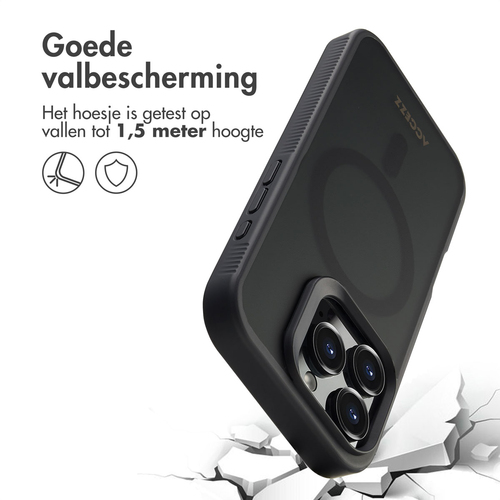 Accezz Rugged Frosted Backcover met MagSafe iPhone 16 Pro - Zwart, afbeelding 5
