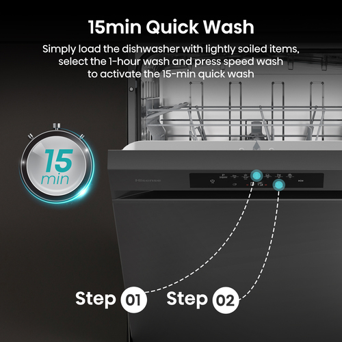 Hisense Hi4 HS642B90B Full Size Freestanding Dishwasher - Black Inox – image 8