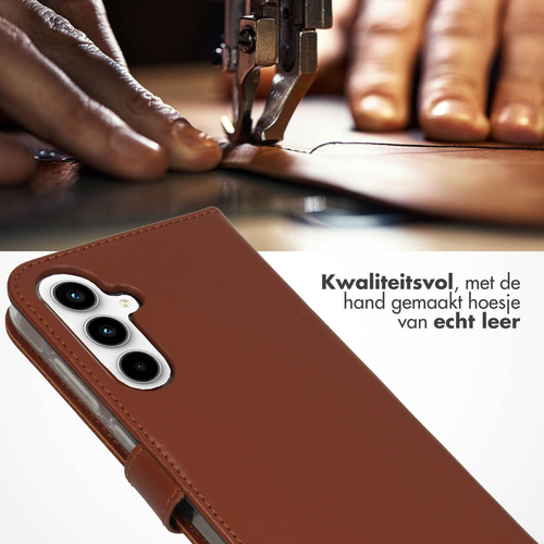Selencia Echt Lederen Bookcase Samsung Galaxy A35 - Lichtbruin, afbeelding 2
