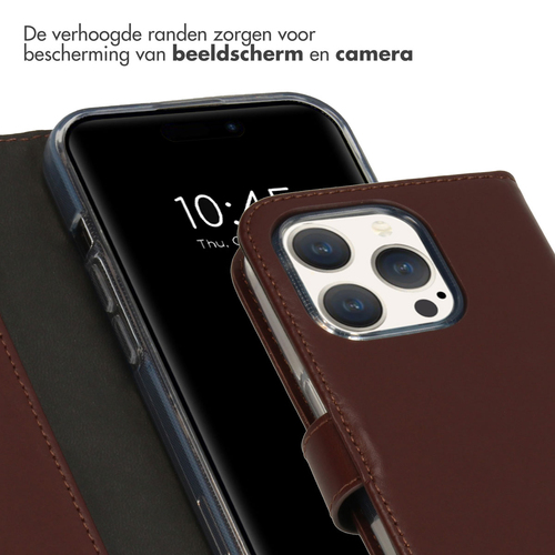 Selencia Echt Lederen Bookcase iPhone 15 Pro - Bruin, afbeelding 4