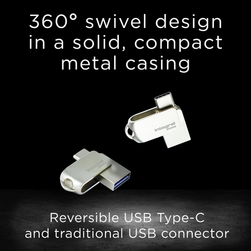 Integral 256GB USB3.0 DRIVE 360-C DUAL TYPE-C METAL UP TO R-150 W-30 MBS ETAIL – image 3