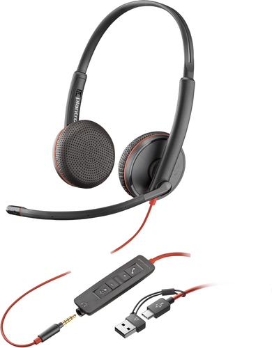 Audífonos PLANTRONICS 8X229A6 Poly Blackwire 3225 Alambricos Con Adaptador USB-C/A Conector 3.5 Mm Binaural. - 8X229A6