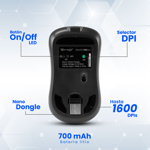 Mouse VORAGO MO-305-SLIM-BK