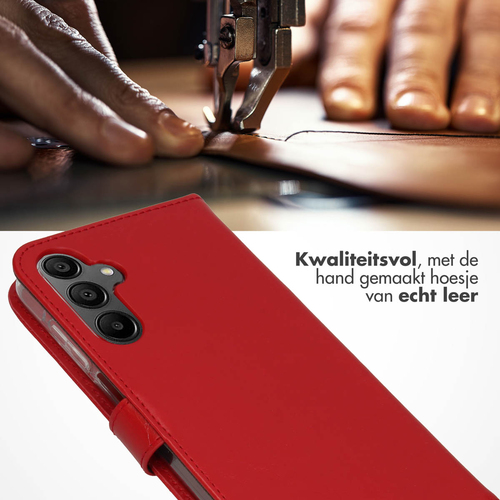 Selencia Echt Lederen Bookcase Samsung Galaxy A15 (5G/4G) - Rood, afbeelding 2