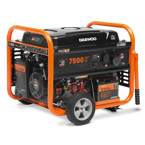 Daewoo GDA 8500E motor-generator 7000 W 30 L Benzin Sort, Orange
