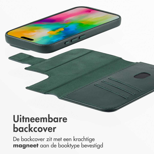 Accezz Leather Bookcase 2-in-1 met MagSafe iPhone 16 Pro Max - Cedar Green, afbeelding 5