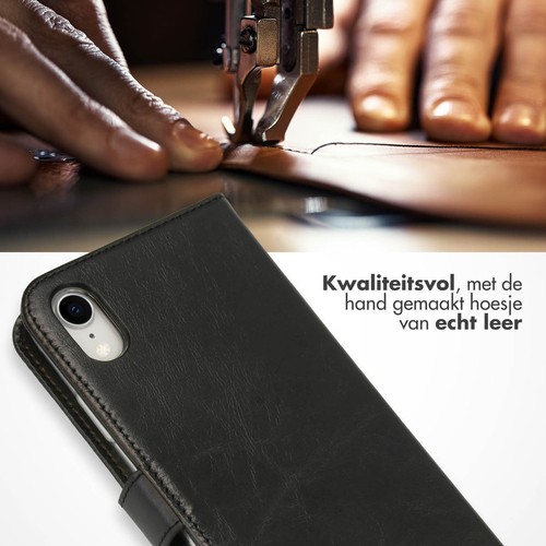 Selencia Echt Lederen Bookcase iPhone Xr - Zwart, afbeelding 2