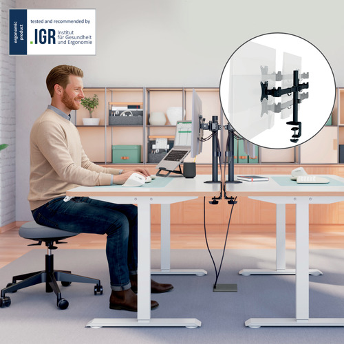 Leitz Ergo Dubbele Monitorarm zwart, afbeelding 4