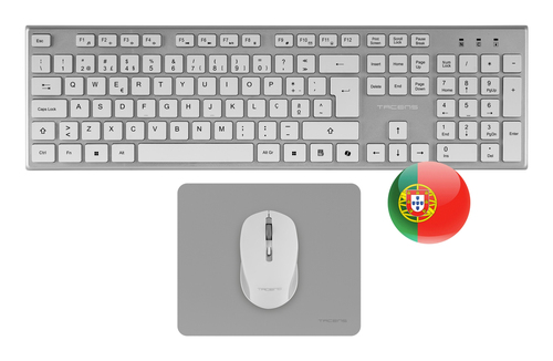 Tacens 6ZENITHWPT keyboard Mouse included Home/Office RF Wireless QWERTY Portuguese Silver, White