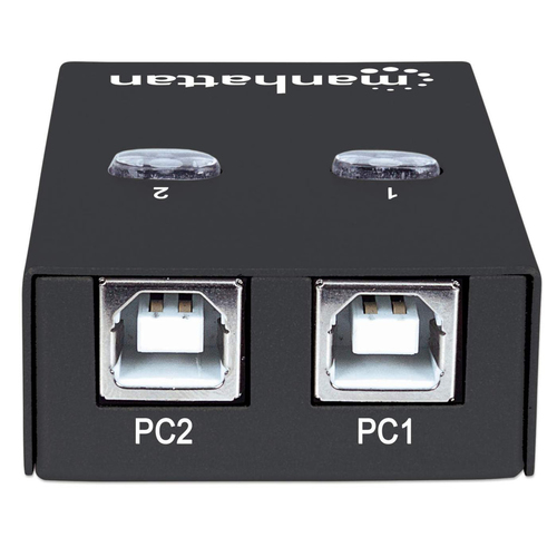 Manhattan Conmutador USB-A de uso compartido automático, 2x puertos USB-B, 480 Mbps (USB 2.0), control dual (autosensing o manual), Alimentado por USB (no requiere alimentación externa), incluye cable USB-A a USB-B de 1,5 m imagen 3