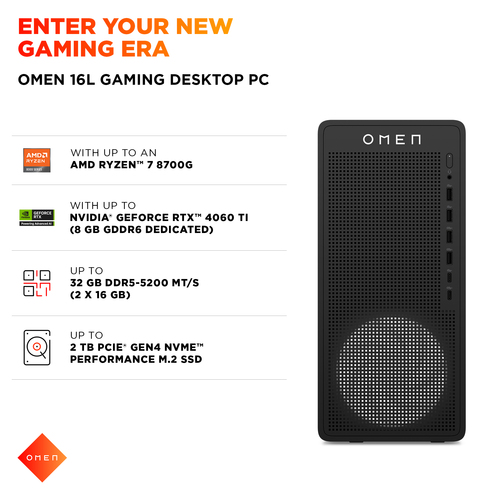 HP Omen 16L TG03-0007na Amd Ryzen 5 8500F 16GB RAM 1TB SSD Rtx 5060 Windows 11 Home Gaming Tower PC - image 6