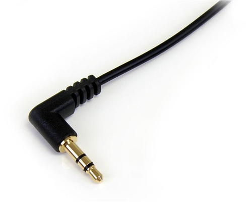 Startech 3 ft. (0.9 m) 3.5mm Audio Cable - 3.5mm Slim Audio Cable - Right Angle - Male/Male - Aux Cable (MU3MMSRA) Audiokabel Sort – billede 2