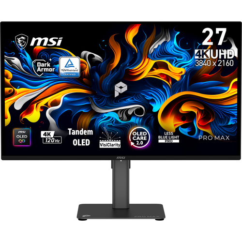 MSI Pro MAX 271UPX12G монитор для ПК 67,3 cm (26.5") 3840 x 2160 пикселей UltraWide Full HD QD-OLED Черный