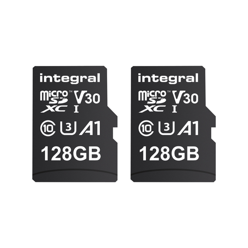 Integral 128GB MICRO SDXC UHS-1 U3 CL10 V30 UP TO R-100 W-50 MBS WITH METAL CARD CASE TWIN PACK WITH ADAPTER – image 3