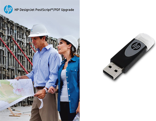 HP DesignJet PostScript/PDF Upgrade Kit. Package dimensions (WxDxH): 128 x 113 x 90 mm, Package weight: 1 kg, Package dept