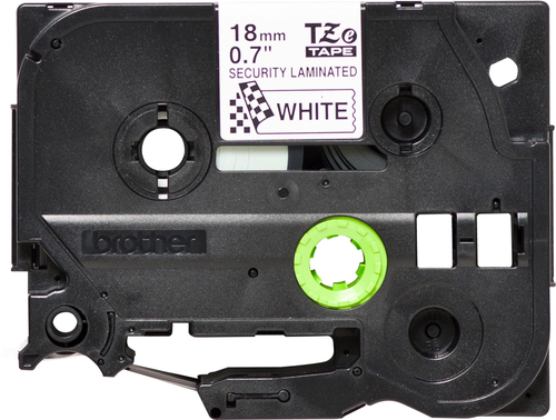 Original Brother P-Touch TZSE4 18mm Security Tape - Black on White - image 2